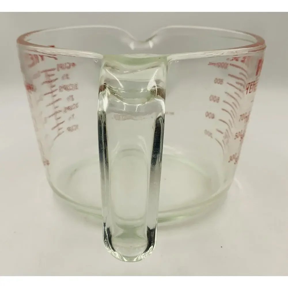 Pre-1998 VTG PYREX #532 Glass Measuring 4-Cup 1-Qt 32 Oz. w/Red Letters & Handle